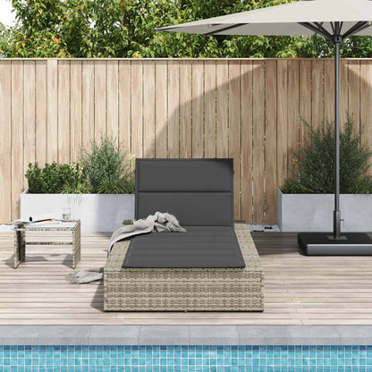 Light grey PE rattan floating sun lounger with cushion