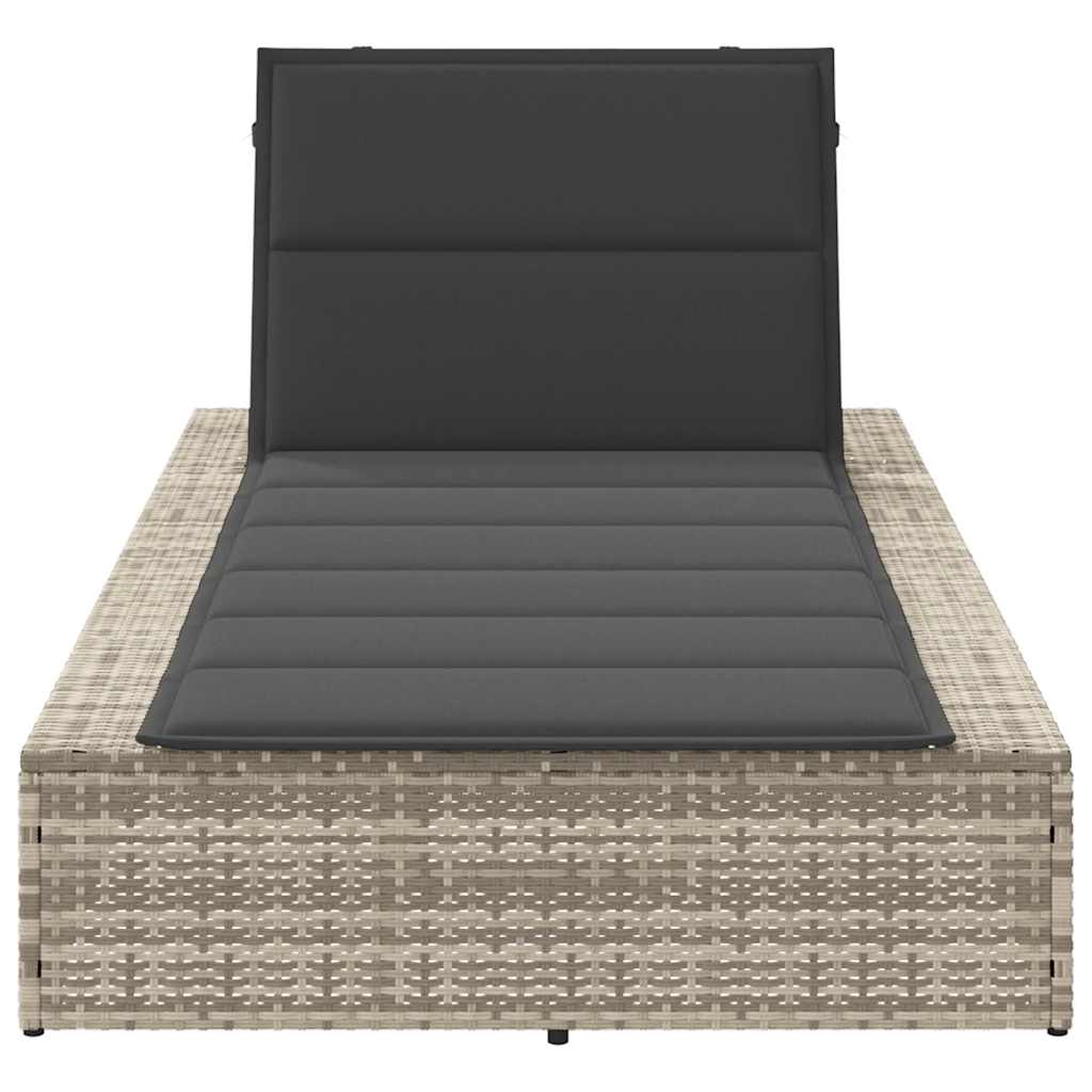 Light grey PE rattan floating sun lounger with cushion