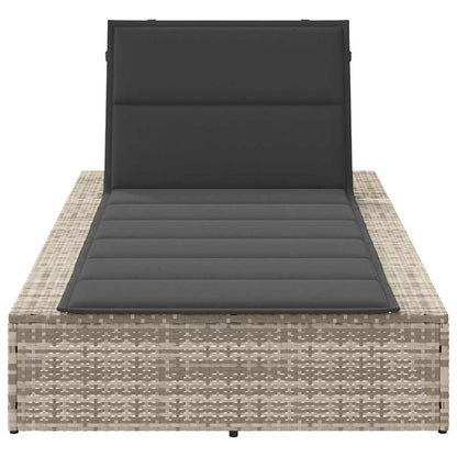 Light grey PE rattan floating sun lounger with cushion