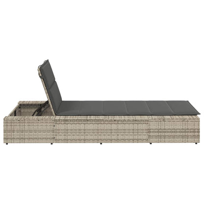 Light grey PE rattan floating sun lounger with cushion
