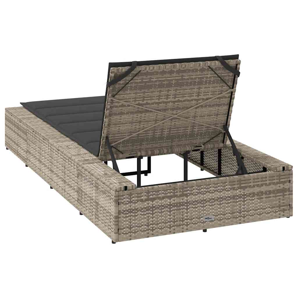 Light grey PE rattan floating sun lounger with cushion