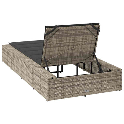 Light grey PE rattan floating sun lounger with cushion