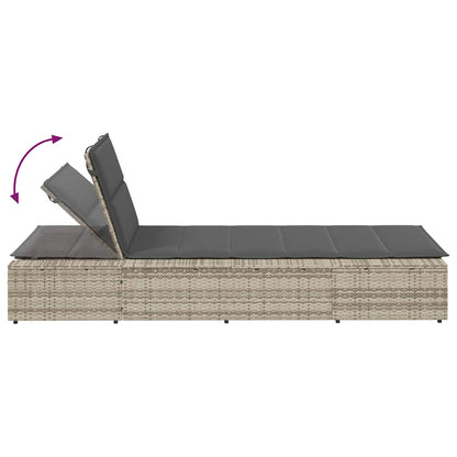 Light grey PE rattan floating sun lounger with cushion