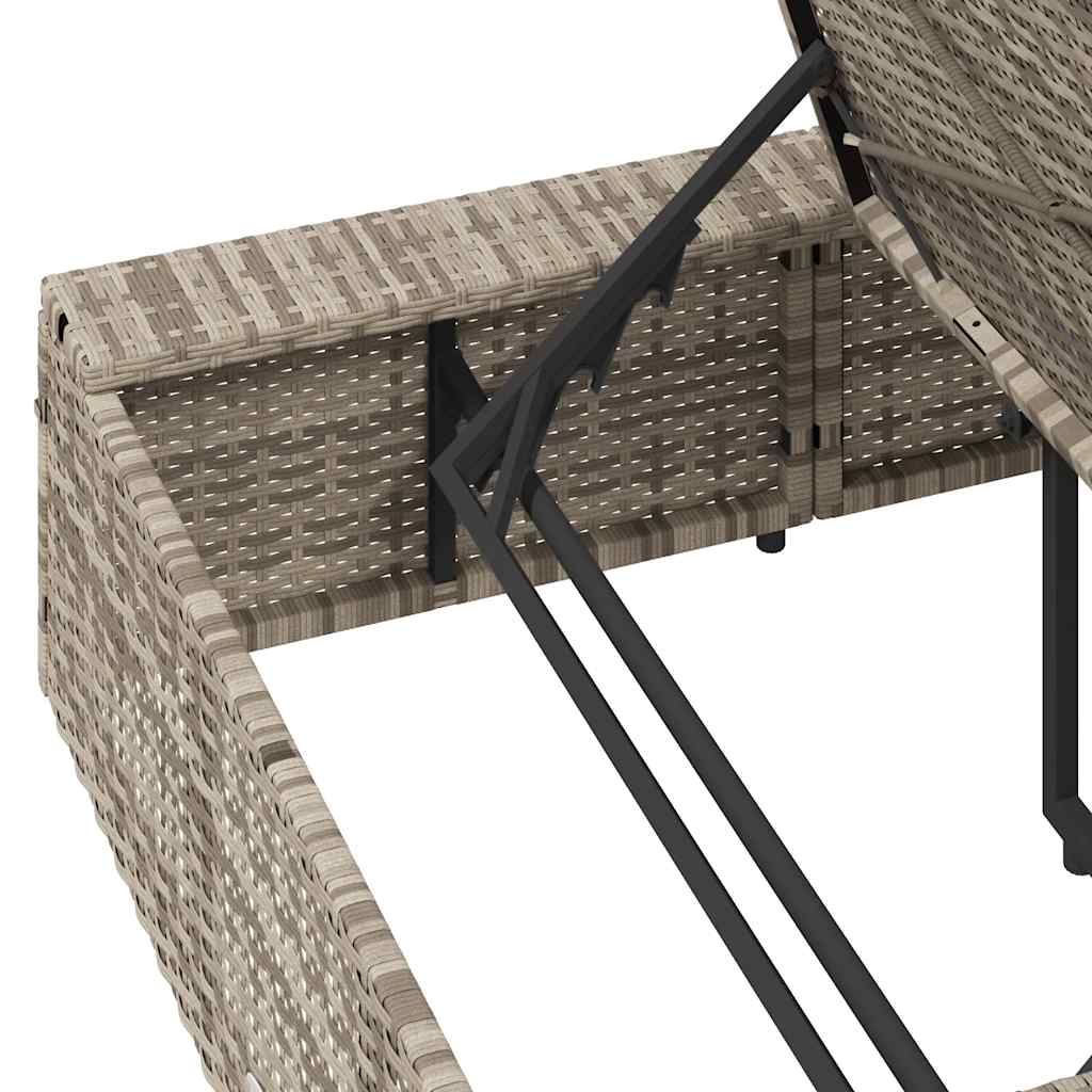 Light grey PE rattan floating sun lounger with cushion