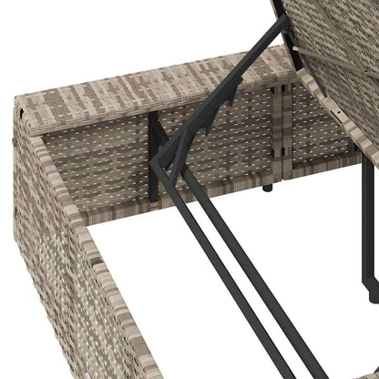 Light grey PE rattan floating sun lounger with cushion