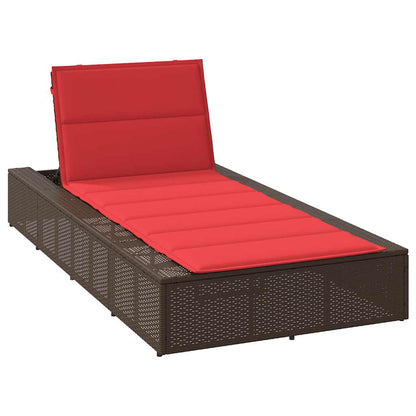 Brown PE rattan floating sun lounger with cushion