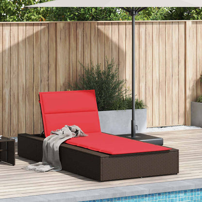 Brown PE rattan floating sun lounger with cushion