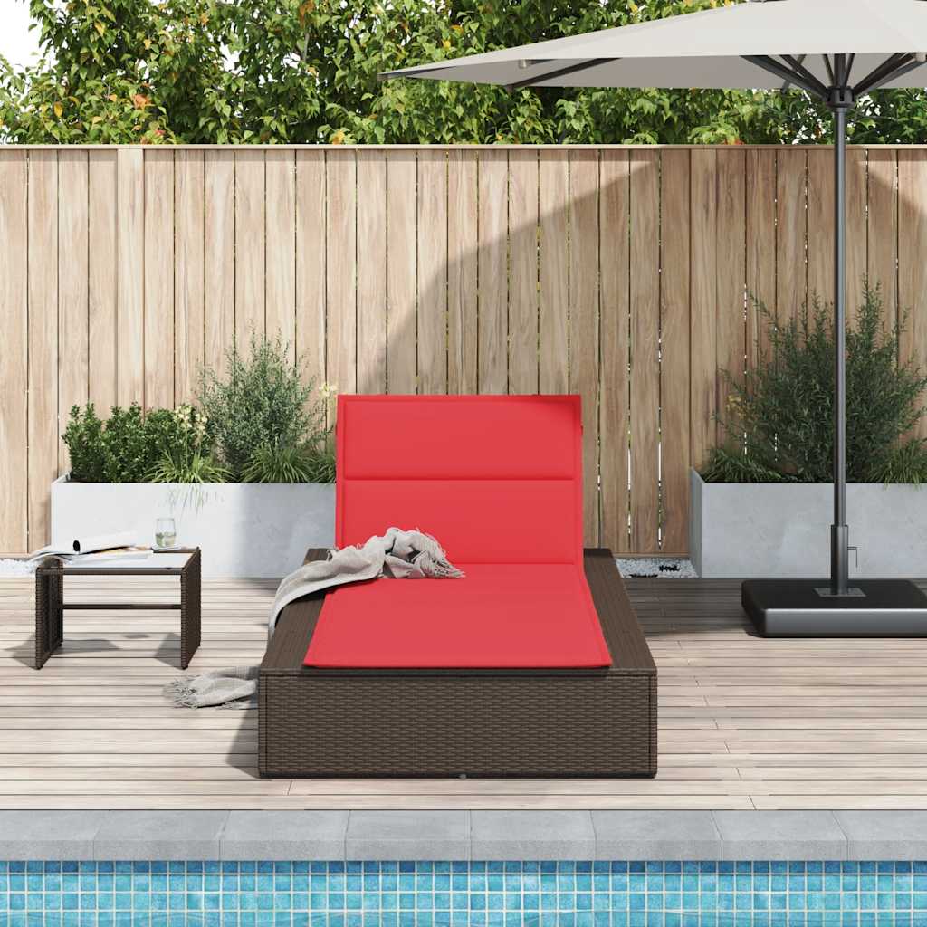 Brown PE rattan floating sun lounger with cushion