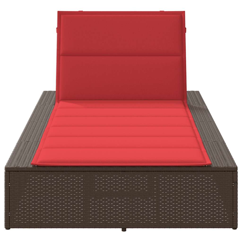 Brown PE rattan floating sun lounger with cushion