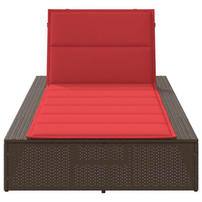 Brown PE rattan floating sun lounger with cushion
