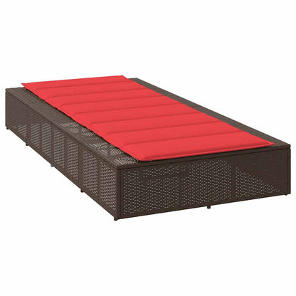 Brown PE rattan floating sun lounger with cushion