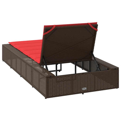 Brown PE rattan floating sun lounger with cushion