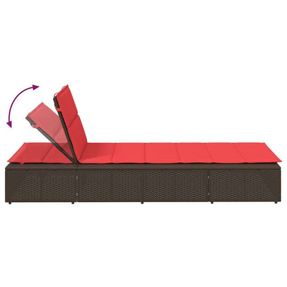 Brown PE rattan floating sun lounger with cushion