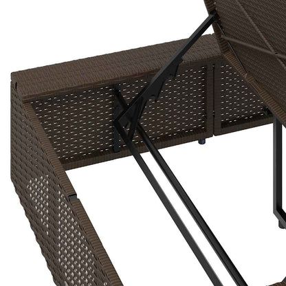 Brown PE rattan floating sun lounger with cushion