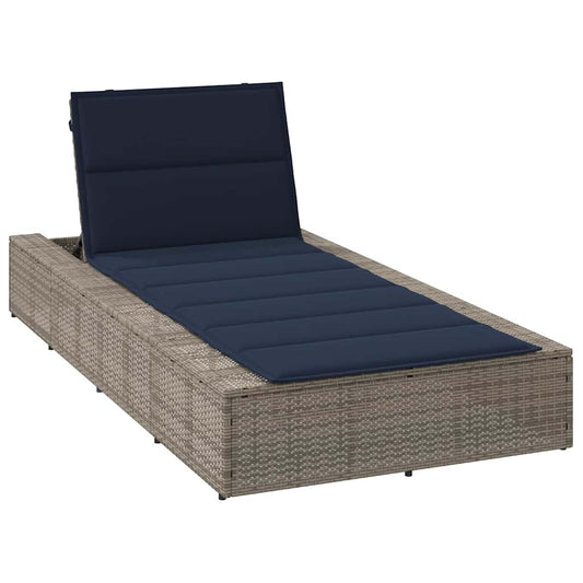 Grey PE rattan floating sun lounger with cushion