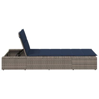 Grey PE rattan floating sun lounger with cushion