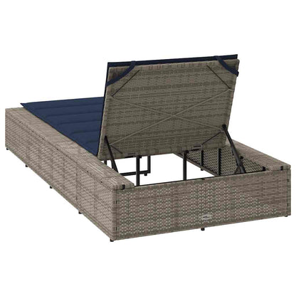Grey PE rattan floating sun lounger with cushion