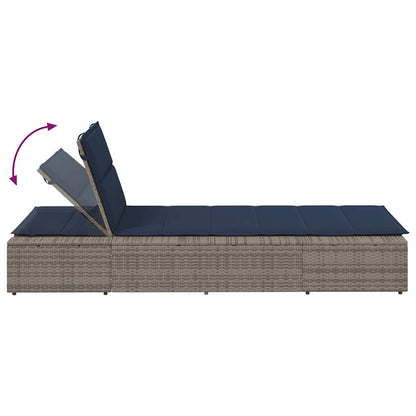 Grey PE rattan floating sun lounger with cushion