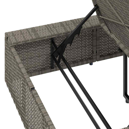 Grey PE rattan floating sun lounger with cushion