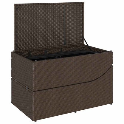 Folding sun lounger with cushion and storage PE wicker