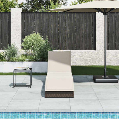 Folding sun lounger with cushion and storage PE wicker