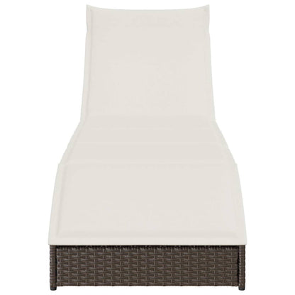 Folding sun lounger with cushion and storage PE wicker