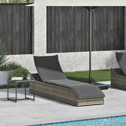 Folding sun lounger with cushion and storage PE wicker