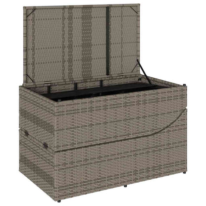 Folding sun lounger with cushion and storage PE wicker
