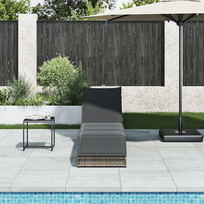Folding sun lounger with cushion and storage PE wicker