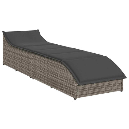 Folding sun lounger with cushion and storage PE wicker