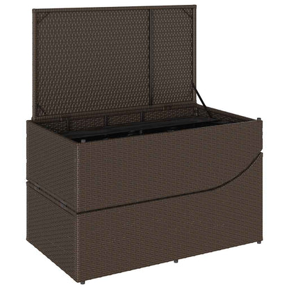 Folding sun lounger with cushion and storage PE wicker