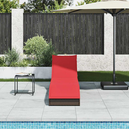 Folding sun lounger with cushion and storage PE wicker