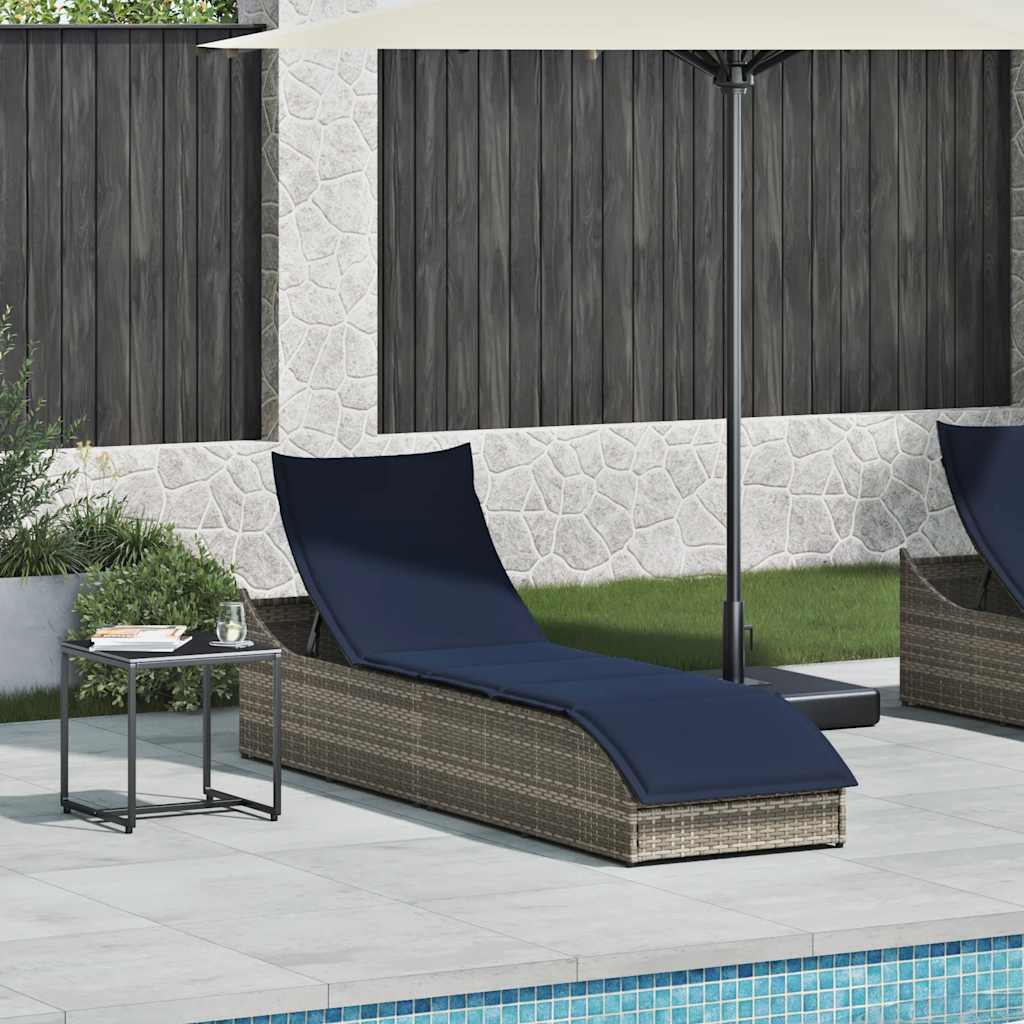 Folding sun lounger with cushion and storage PE wicker