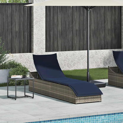 Folding sun lounger with cushion and storage PE wicker