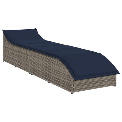 Folding sun lounger with cushion and storage PE wicker