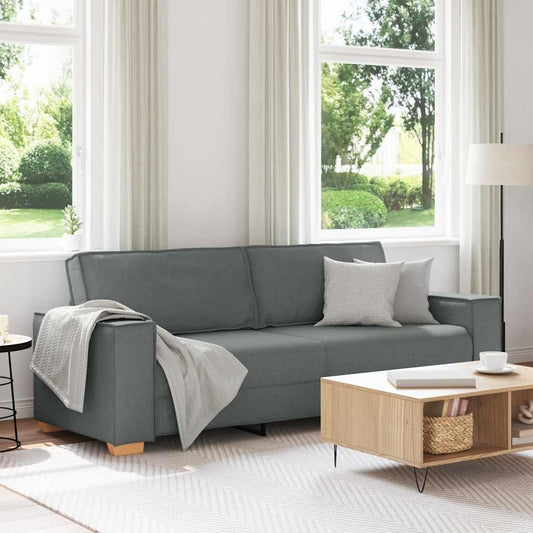 Sofá de 3 lugares cinza escuro 180 cm tecido