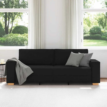 Sofá de 3 lugares preto 180 cm tecido