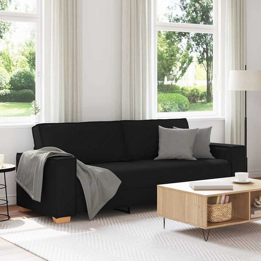 Sofá de 3 lugares preto 180 cm tecido