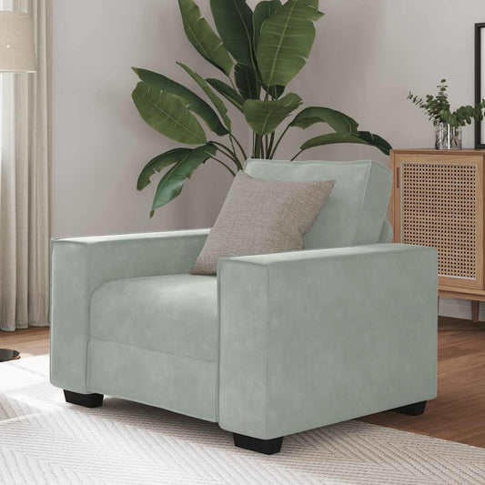 Armchair 59 cm light grey velvet