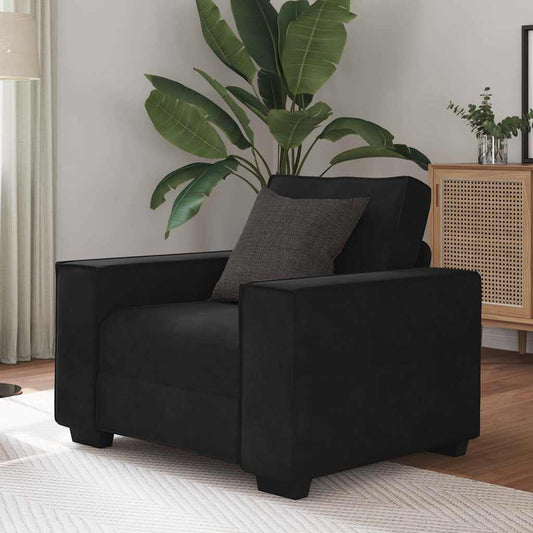 59 cm black velvet armchair