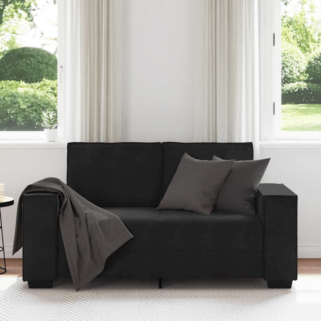 2-seater velvet sofa 120 cm black