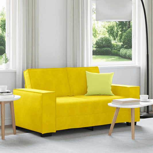 2-seater velvet sofa 120 cm yellow