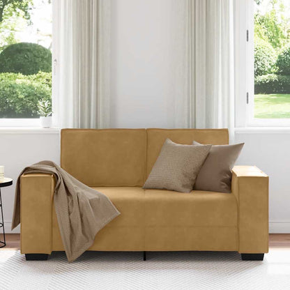 2-seater velvet sofa 120 cm brown