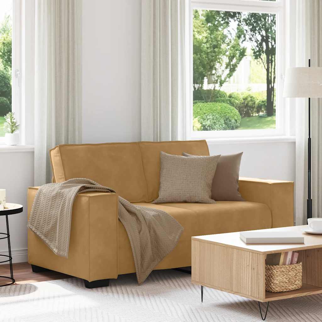2-seater velvet sofa 120 cm brown