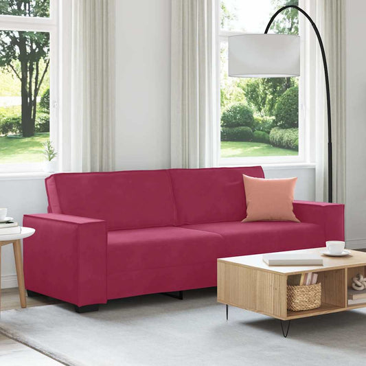 Sofá de 3 lugares veludo 180 cm vermelho tinto