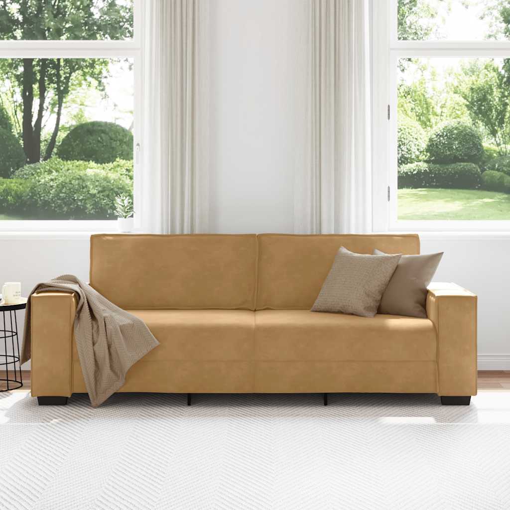 3-seater sofa 180 cm brown velvet
