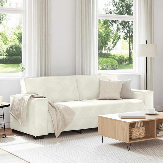 Sofá de 3 lugares 180 cm veludo cor creme
