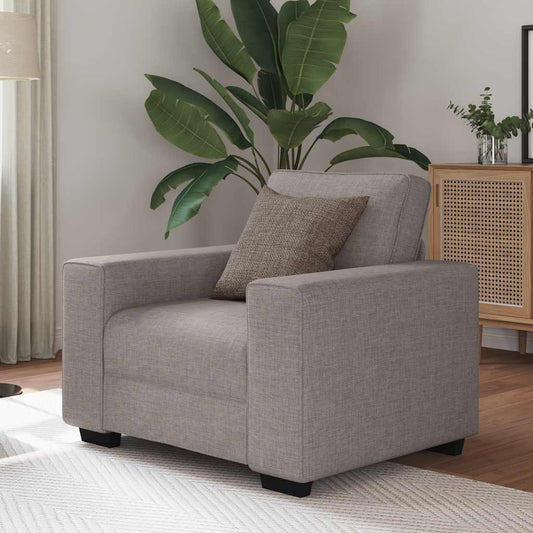 Poltrona tecido 60 cm cinzento-acastanhado