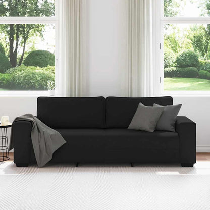 3-seater sofa in black fabric 180 cm