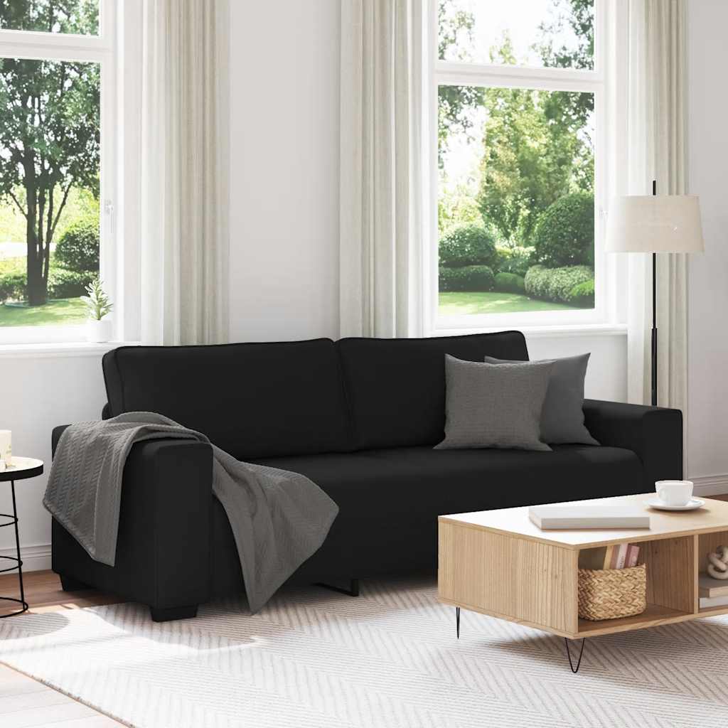 3-seater sofa in black fabric 180 cm